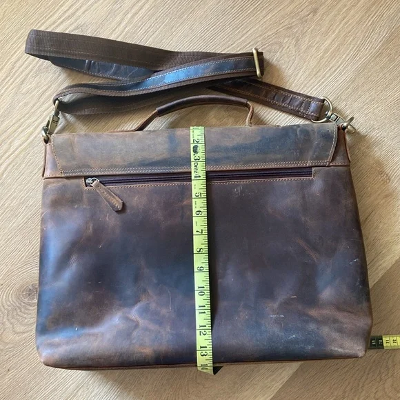Leather Messenger Briefcase Office Laptop Crossbody Bag - Picture 4 of 9